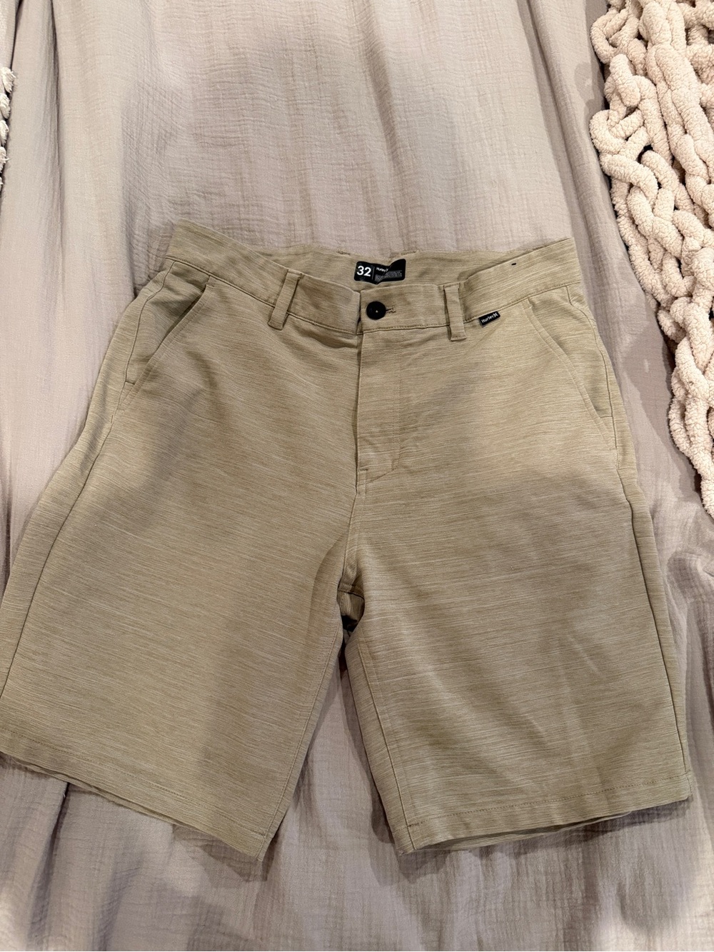 Hurley Men's Olive-Tan Flat Front Casual Shorts